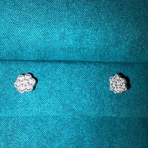 Effy 925 Sterling Silver Diamond Bouquet Stud Earrings